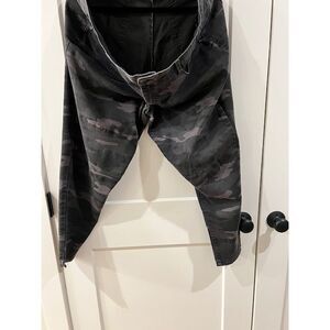 Black Gray Camo Print Cargo Pants Streetwear Military Style Urban Fashion